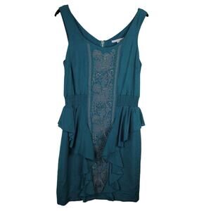 Cecico Teal Blue Lace Peplum Mini Dress S Whimsigoth Fairycore
